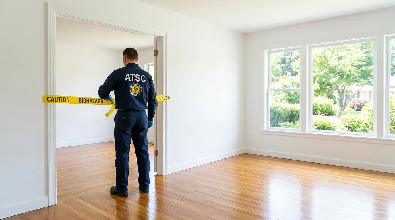 Certified biohazard cleanup crew performing Decomposition Cleanup in Sterling